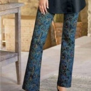 Soft Surroundings Blue and Black Patterned Straight Leg Pants